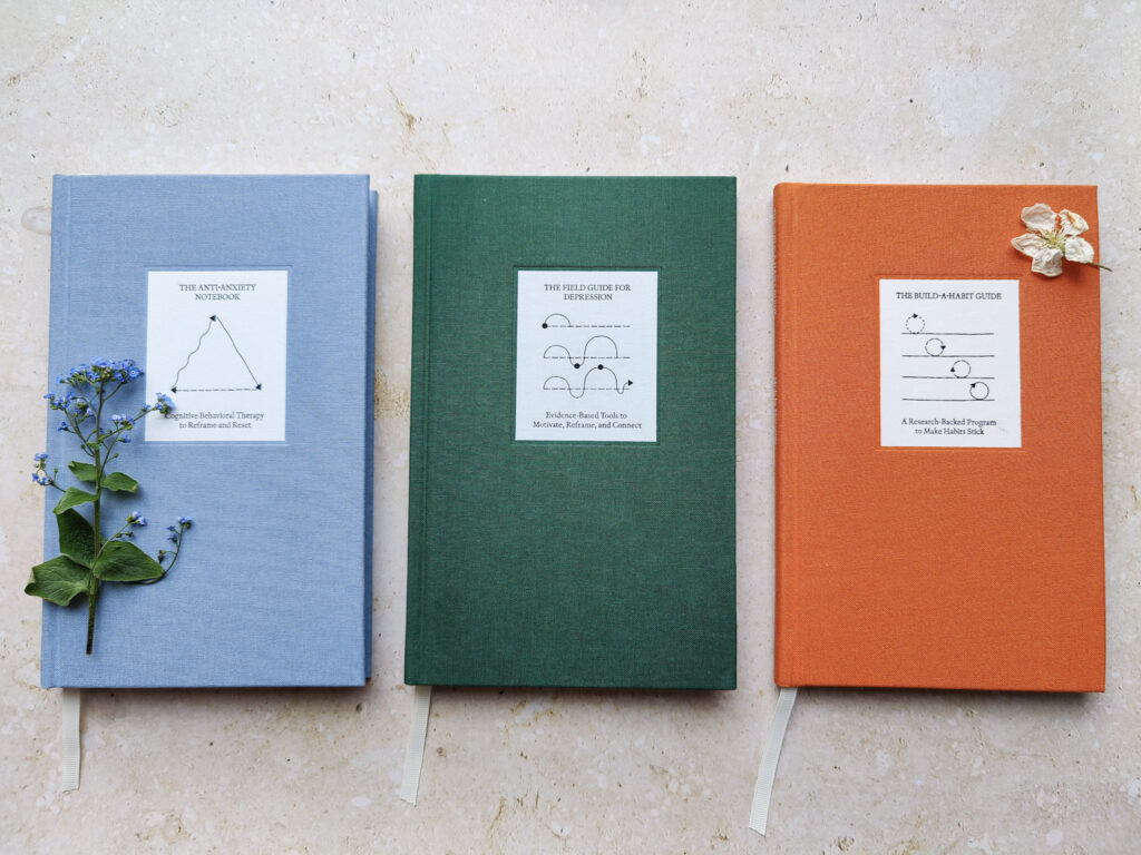 Three self-care journals by Therapy Notebooks